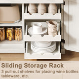 ChooChoo 72" Pantry Cabinet with Storage Drawers, Farmhouse Kitchen Hutch Bar Cabinet with Microwave Stand, Kitchen Cupboard with Door Shelves for Dining Room, Living Room, Antique White & Brown ChooChoo