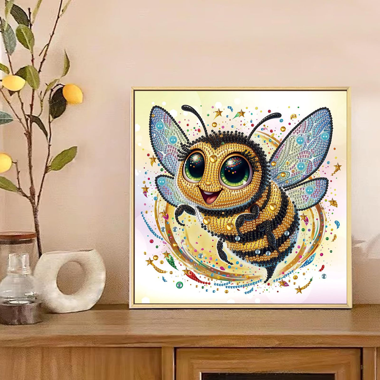 MVVMTOP Diamond Art Painting Kit, DIY Bee 5D Special Shape Crystal Diamond Partial Diamond Art Painting Mosaic Making Craft, Suitable for Home Wall Decor Art Gift, AT088 MVVMTOP