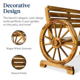 Best Choice Products 2-Person Wooden Wagon Wheel Bench for Backyard, Patio, Porch, Garden, Outdoor Lounge Furniture w/Rustic Country Design, Slatted Seat and Backrest - Natural Best Choice Products