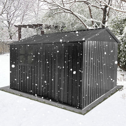 Jintop 10x12 FT Metal Garden Sheds,Outdoor Storage Shed with Waterproof Roofs and Lockable Doors,Clearance Tool House w/Punched Vents,Aluminum Frames Box for Storing Bicycles,Lawnmowers,Dark- - WoodArtSupply