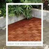 THYOI 10 Pcs Interlocking Deck Tiles 12" x 12", Patio Flooring Outdoor Waterproof, Acacia Wood Tiles All Weather, Floor Tiles for Balcony, Backyard, Indoor and Outdoor use (Round Joint, Dark Brown) THYOI