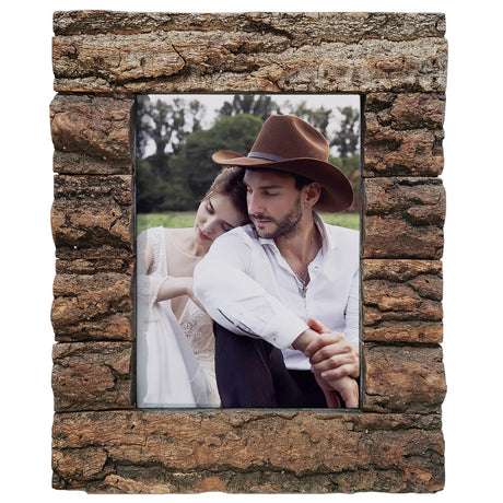 IKEREE 5x7 Rustic Farmhouse Distressed Picture Frame Made of Solid Wood and Real Bark for Table Top Display and Wall Mounting… IKEREE