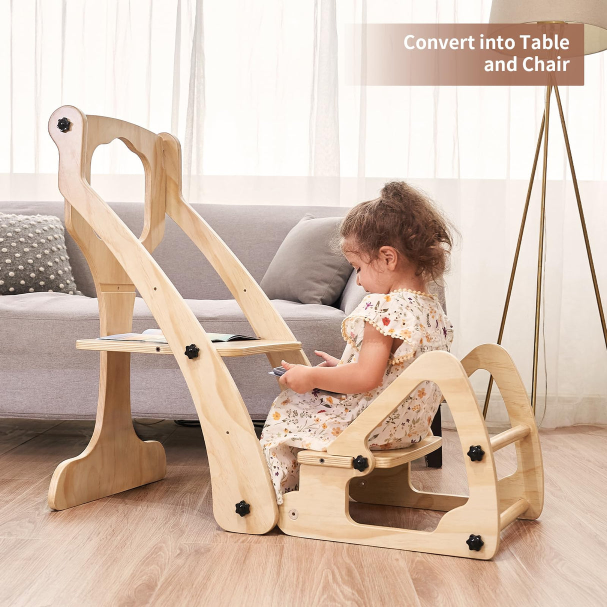 Toddler Standing Tower, 2 in 1 Toddler Kitchen Step Stool Helpers, Adjustable Height with Safety Rails Yacul