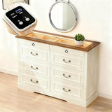 UYIHOME 8 Drawer Dresser, Farmhouse Dressers for Bedroom with Jewelry Storage on Top, White Dresser with Sensor LED Lights and USB Charging, Storage Cabinet for Living Room, Hallway, Closet UYIHOME