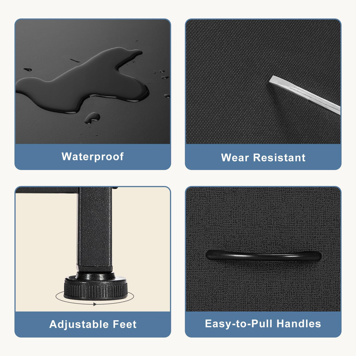 DUMOS Nightstand Small Dresser with 2 Fabric Drawers Side Tables Bedroom End Table Bedside Storage Furniture for 20 inch Tall Night Stand for Entryway, College Dorm, Classic Black DUMOS