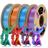 LOVOON 3D PLA Filament 1.75mm Bundle, Dual Colors 3D Printer Filament Bundle (Blue-Rose Red Gold-Red Blue-Red Green-Blue), Silk PLA Filament for 3D Pen Dimensional Accuracy +/-0.02mm, 200g x 4 Spools LOVOON