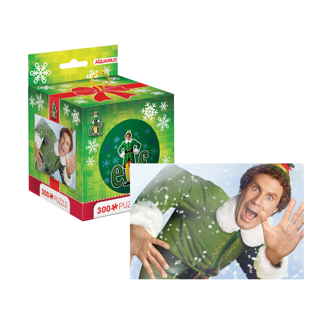AQUARIUS Elf 300 Piece Jigsaw Puzzle in Tin Globe (3.25 x 3.25) - Officially Licensed ELF Merchandise & Collectibles - Puzzle 8 x 6 Inches AQUARIUS