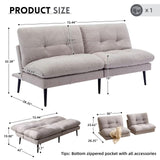 Siiejia Futon Sofa Bed, Convertible Sleeper Futon Couch Bed Adjustable Backrest Couch Splitback Modern Loveseat Small Sofa for Living Room, Apartment, Office, Bedroom, Grey Siiejia