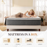 Queen Mattress, 12 Inch Queen Size Hybrid Mattresses in a Box , Medium Feel Foam and Individual Pocket Springs, Fiberglass Free Bed Mattress, Extra Edge Support, Pressure Relief, CertiPUR-US CH CHARME HOUSE