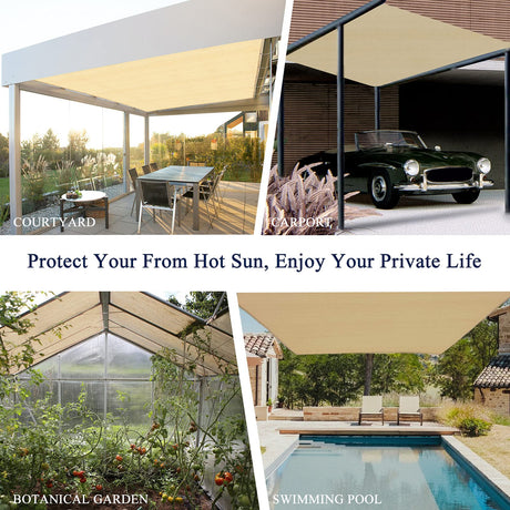 ABOSUN Outdoor Sun Shade Cloth, 8’ x 20’, Pergola, Deck, and Backyard Patio Sunshade with UV Protection, Heat Resistant HDPE Material, Reinforced Grommets (8x20 FT,Wheat) ABOSUN
