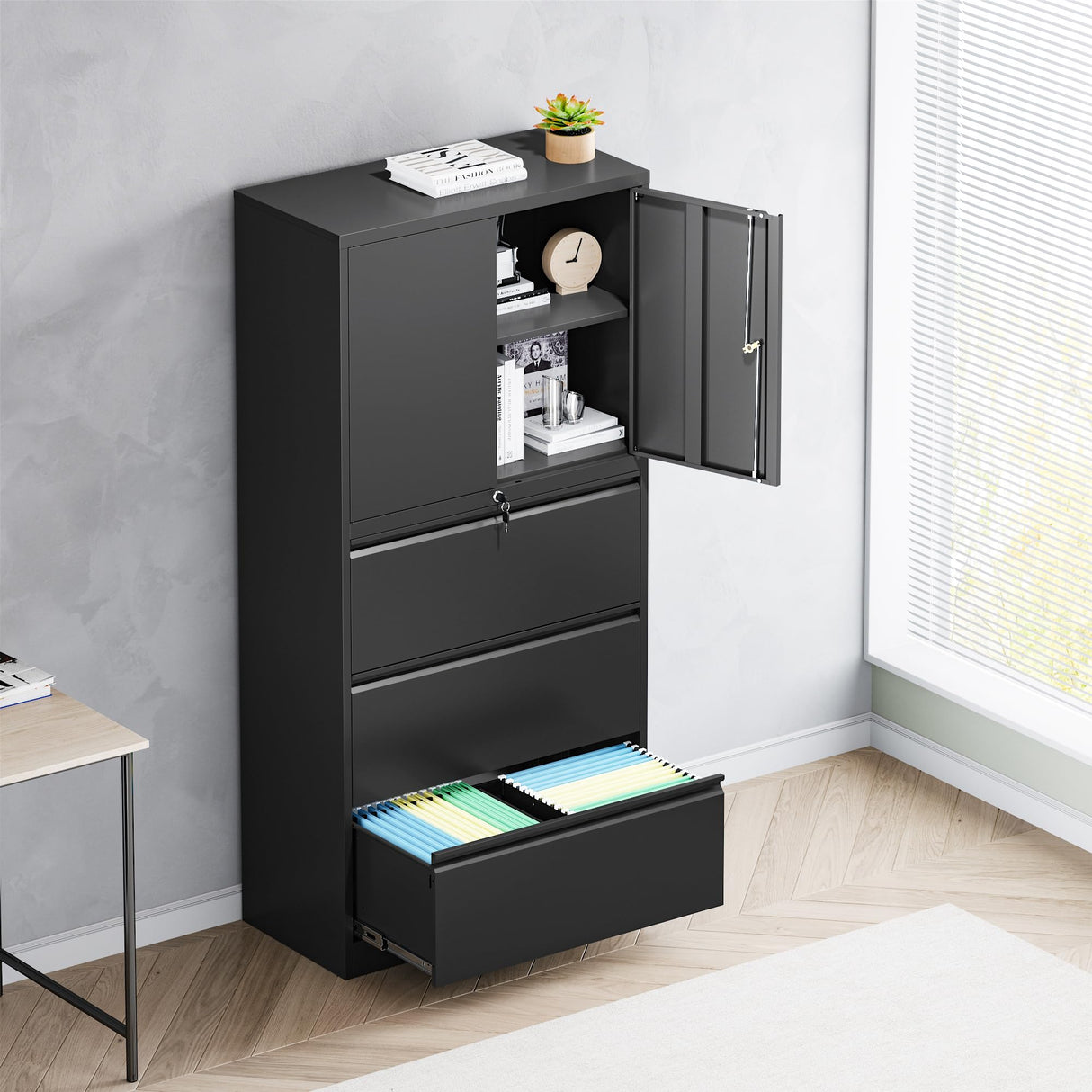 Yizosh Metal Storage Cabinet with 3 Drawers - 71" Steel Lockable File Cabinet for Home Office, Locking Cabinet with 2 Doors and 1 Shelves for Living Room, Pantry, Gym, Commercial Storage Yizosh