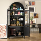 JAORD Metal Arched Cabinet, 73'' Arched Kitchen Pantry Storage Cabinet with Doors/Shelves, Black Arched Bookcase Display Cabinet for Home Office Bar Living Room, Assemble Require JAORD