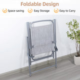 Vongrasig 6 Pieces Folding Patio Dining Set, All Weather Small Metal Outdoor Table and Chair Set, Garden Patio Furniture Set w/Umbrella, Glass Table & 4 Folding Chairs for Lawn, Backyard, Silver Vongrasig