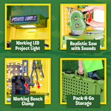 John Deere Kids Workbench, Power Tools Workshop, Build Your Own Toy Tool Box with 55 Realistic Toy Tools and Accessories, 5+ Sunny Days Entertainment
