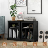 RowyPoey Farmhouse Record Player Stand, 3 Tier Turntable Stand with Vinyl Record Storage Holds Up to 160 Albums,Wood Record Holder Cabinet Dispaly Shelf for Living Room,Bedroom,Office,Black RowyPoey