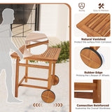 JFHID 5 Piece Outdoor Patio Dining Set, Acacia Wood Outdoor Table and Chairs with Wheels, Farmhouse Style Portable Dining Set for Backyard, Deck & Poolside JFHID