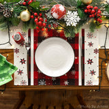Artoid Mode Buffalo Plaid Snowflakes Winter Placemats Set of 4, 12x18 Inch Christmas Table Mats for Party Kitchen Dining Decoration Artoid Mode