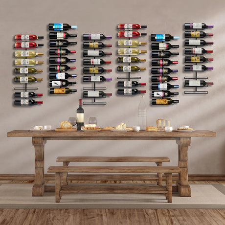 Sorbus Wall Mount Wine Rack (Holds 9 Bottles) - Wine Rack Wall Mounted for Wine Bottles, Liquor, Champagne, Black Metal Wine Bottle Holder for Home Bar, Wine Kitchen Storage Sorbus