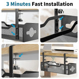 Under Desk Cable Management Tray No Drill, Metal Mesh Cable Management Under Desk with Clamp Mount, 2 Hole Cable Tray with Wire Management and Cord Organizer for Home Office Standing Desk Litwaro