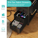 Lufeiya L Shaped Gaming Desk with Drawers & Storage Shelves, 47 Inch Corner Computer Desk with Power Outlet for Home Office Bedroom, L-Shaped Teen PC Desks with Fabric Drawer, Black Lufeiya