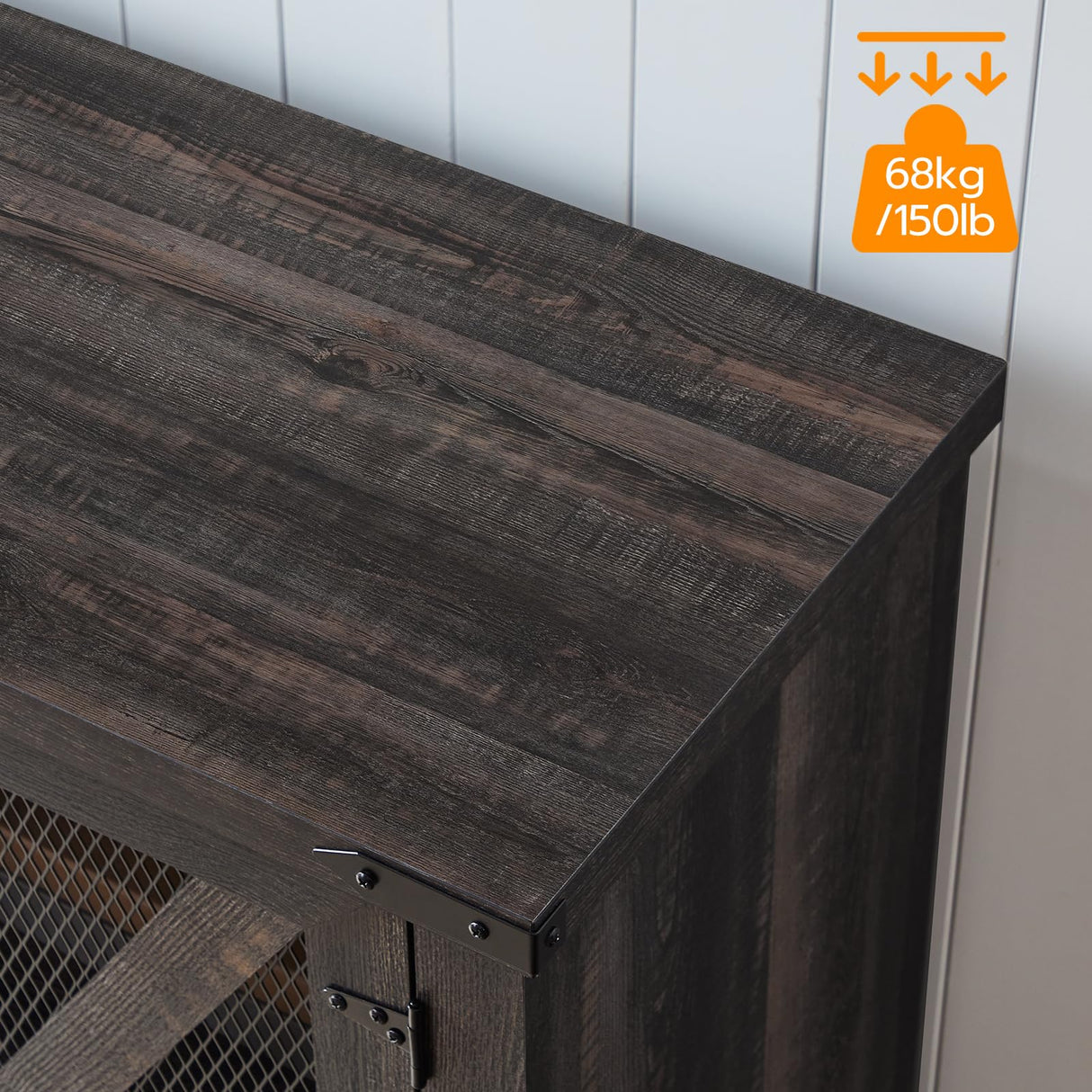 HOOBRO Farmhouse TV Stand, TV Stand for 75 Inch TV, Media Entertainment Center with LED Lights and Power Outlets, TV Console Table for Living Room, TV Stand with Storage, Dark Rustic Oak FP71UDDS01 HOOBRO