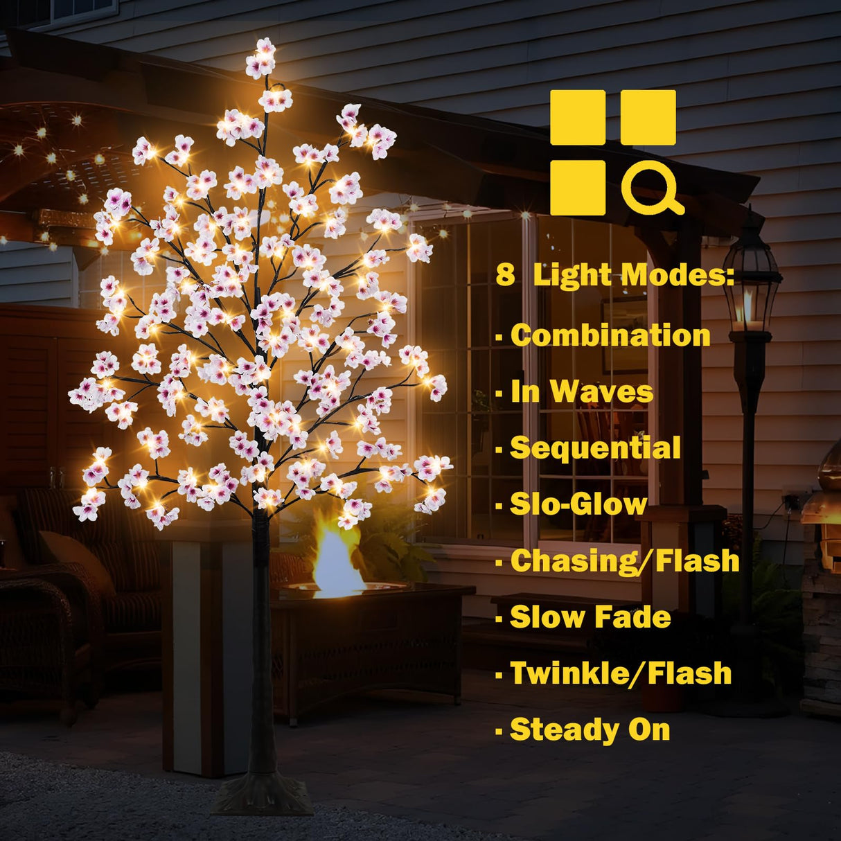 Uieke Cherry Blossom Tree, 6FT 96 Fairy Lights Artificial Lighted Tree for Home Inside Outdoor Spring Wedding Party Festival Decor, Warm White Uieke