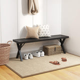 Giantex Outdoor Bench, Patio Metal Bench with Slatted Seat, X-Shaped Legs, 54" Outdoor Backless Loveseat, Load 800 LBS, Heavy-Duty 2-Person Park Bench for Lawn, Yard, Porch, Garden Bench, Black Giantex