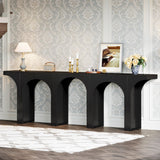 Tribesigns Black Console Table, 94-Inch Entryway Console Table, Wood Sofa Table Behind Couch with Arched Base, Narrow Hallway Table, Modern Foyer Accent Table for Entrance Living Room (Set of 2) Tribesigns