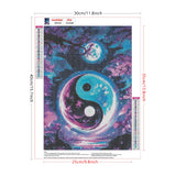 Lxmsja Yin Yang Diamond Art Kits for Adults, Moon DIY Full Drill Diamond Painting Kits for Beginners, 5D Gem Art Crafts for Adults, Home Wall Decor 12x16 inch Lxmsja