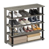 Furinno Turn-N-Tube 5 Tier Wide Shoe Rack, French Oak Grey/Black , 32 Inch Furinno