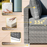 Weaxty 5 Pieces Wicker Patio Furniture Sets, Outdoor Sectional Sofas with Coffee Table, Thicken Cushion All Weather Rattan Patio Conversation Couch Set for Porch Balcony Yard Poolside, Dark Grey weaxty W