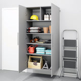 Prepac HangUps Large Storage Cabinet - Immaculate Light Gray 36" Cabinet with Storage Shelves and Doors; Ideal for Bin and General Storage Solutions Prepac