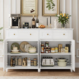 finetones Buffet Cabinet with Storage, 55.1” Large Sideboard Buffet Cabinet, White Kitchen Cabinet Display Cabinet with 2 Drawers and 4 Doors, Wood Coffee Bar Cabinet for Kitchen Dining Room finetones