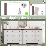 Royal Windsor Farmhouse 6 Drawer Dresser for Bedroom, Chest of Drawers Dresser for Closet, Clothes Organizers and Storage with Spacious Tabletop, Wooden Dressers for Living Room, White Royal Windsor