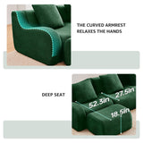 Green Modular Cloud Couch Loveseat with 1 Ottoman, Teddy Fabric Boneless Sectional Sofa in a Box, Comfortable Floor Sofa for Living Room, No Assembly Required, Sofas para Sala ODUSE-DAILY
