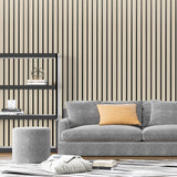 Art3d 4-Pack Glue-On Six-Grid Wainscoting Panel for Interior Wall Decor - 104 x 12 Inch Polystyrene Ultralight Slim Slat Wall Panels for Living Room Bedroom, Oak Art3d