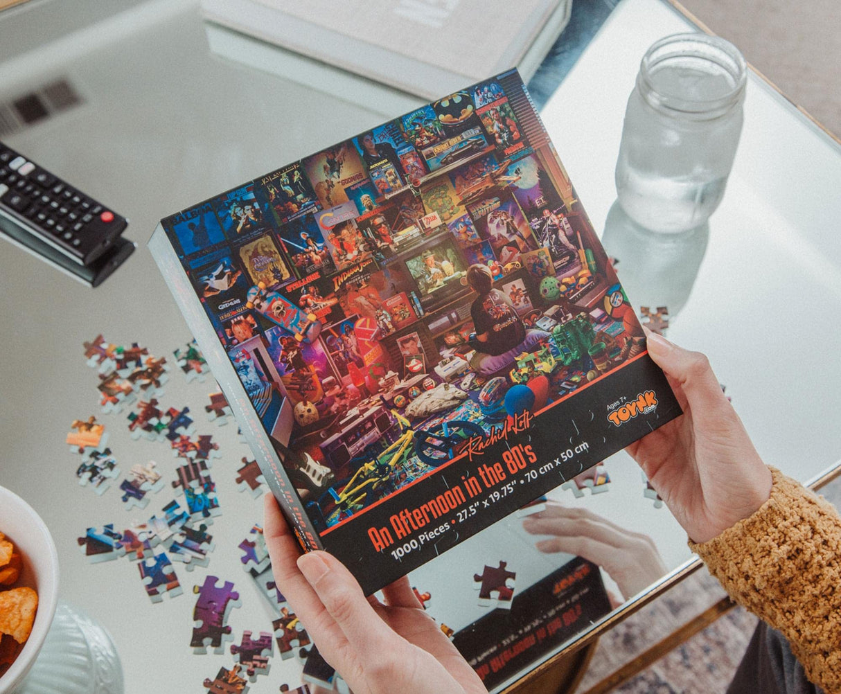 an Afternoon in The 80s Retro 1000-Piece Jigsaw Puzzle by Rachid Lotf | Brain Teaser Activity for Kids and Adults | 28 x 20 Inches Toynk