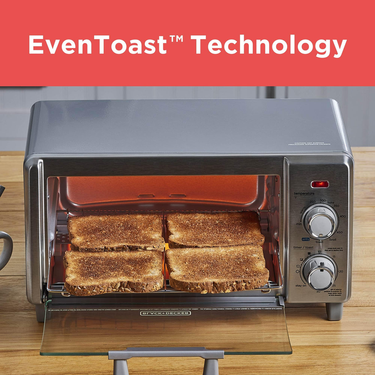 BLACK+DECKER 4-Slice Crisp 'N Bake Air Fry Toaster Oven,TO1787SS-RFP, 4-Slice, 5 Cooking Functions, 30 Minute Timer, Stainless Steel BLACK+DECKER