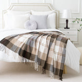 BATTILO HOME Brown Plaid Throw Blanket for Couch - Fall Plaid Blanket Buffalo Plaid Blankets - Lightweight Farmhouse Outdoor Throw Blankets for Bed, Sofa (50"x60", Coffee) BATTILO HOME