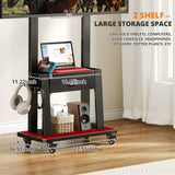 Mobile TV Cart with Drawer,for 23-75 inch Flat/Curved Screen Up to 120lbs,Adjustable Height Rolling TVs Floor Stand with 2 Tiers Shelves,Locking Wheel,for Indoor Outdoor,Max VESA 600x400mm,Black Aokitsink