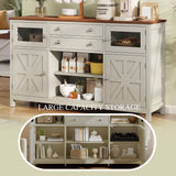 YITAHOME Farmhouse TV Stand for 65/55 Inch Television, Entertainment Center Television Stand with Drawers & Door, 59" Media Console TV Cabinet for Living Room, Antique White YITAHOME