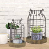 Stonebriar SB-5393C 2PC Wire METAL CLOCHE SET, Set of 2, Brown Stonebriar