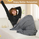 Luxanimarion Modern Style Curved Sofa, Upholstery Corduroy Sofa Couch with 3 Pillows, Oversized Sleek Curved Sectional Boucle Fabric Couch for Living Room White Luxanimarion