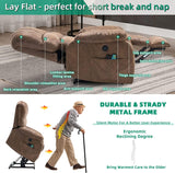 VIVIJASON Large Dual OKIN Motor Power Lift Recliner Chair for Elderly Big Man, 180° Lay Flat Electric Recliner with Heat & Massage, Infinite Position, 2 Remote Controls, Side Pockets & USB Port, Brown VIVIJASON