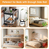 CAORE 2 Tier Bedside Shelf, Loft&Bunk Bed Table, Clip-On Nightstand for Small Spaces,College Dorm Essentials,Bunk Bed Shelf for Storing Water/Books/Tablets（Brown） CAORE