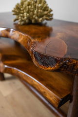 Rustic Log Live Edge Wooden Console Sofa Table for Entryway with Shelf Storage (Honey Pine) Southern Rustic Logwerks