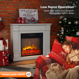 ROVSUN 32'' Electric Fireplace with Mantel, Freestanding Heater w/Remote, Timer, Realistic Flame & Adjustable Temperature for Home Bedroom Living Room Indoor, 1400W ROVSUN