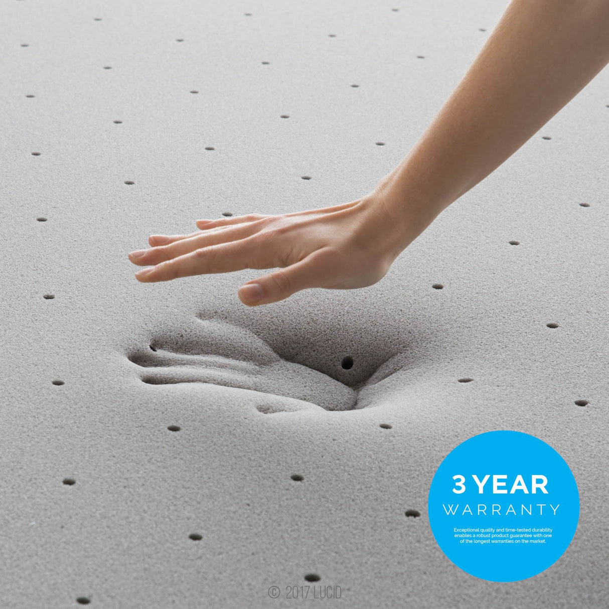 Lucid 3 Inch Ventilated Bamboo Charcoal Memory Foam Mattress Topper, CertiPUR-US Certified, Moisture and Odor Control-Full LUCID