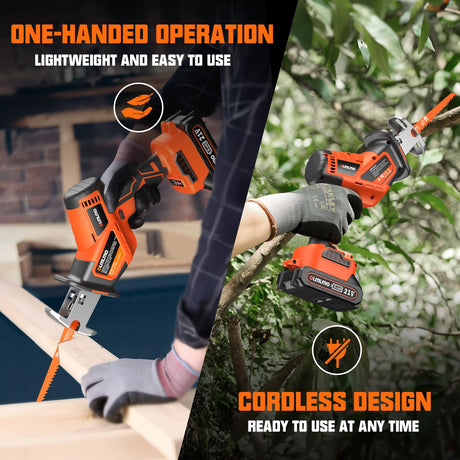 Cordless Reciprocating Saw With 8 Blades – Brushless Motor, Variable Speed 0‑3200 SPM, 2×2000mAh Batteries, Tool‑Free Blade Change, Power Reciprocating Saw for PVC Wood, Metal Cutting DIY olmlmo