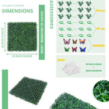 Decwin 12 Pieces 20” X 20” Artificial Hedge Boxwood Panels Boxwood Hedge Grass Wall Green Greenery Plant Mats UV Stable for Indoor Outdoor Decor Garden Fence Decwin